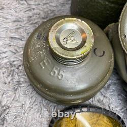 Vtg Armée allemande de la Seconde Guerre mondiale GM54 Masque à gaz avec filtre, lentilles et boîtier Auer Bundeswehr vert