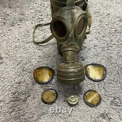 Vtg Armée allemande de la Seconde Guerre mondiale GM54 Masque à gaz avec filtre, lentilles et boîtier Auer Bundeswehr vert