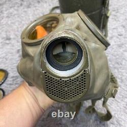 Vtg Armée allemande de la Seconde Guerre mondiale GM54 Masque à gaz avec filtre, lentilles et boîtier Auer Bundeswehr vert