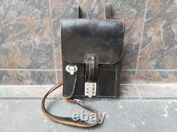 Vtg Rare WWII WW2 Type Bundeswehr Armée Allemande de l'Ouest Étui en Cuir Noir pour Cartes de Dispatch