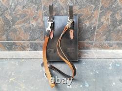 Vtg Rare WWII WW2 Type Bundeswehr Armée Allemande de l'Ouest Étui en Cuir Noir pour Cartes de Dispatch