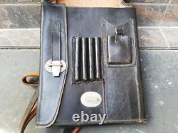 Vtg Rare WWII WW2 Type Bundeswehr Armée Allemande de l'Ouest Étui en Cuir Noir pour Cartes de Dispatch