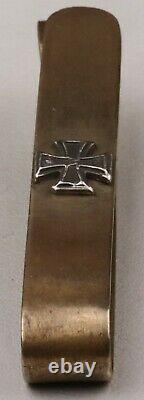 W 1914 Ww2 Allman Tie Clip Slide Tie Bar, Fermoir Sterling Argent Iron Cross Army