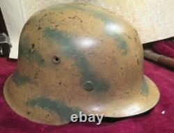 Ww2 Allemagne M42 Helmet Original Camo Italie / Normandie