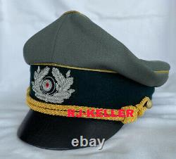 Ww2 Armée Allemande Heer Marshal De Terrain Général Officiers Crusher Peak Visor Hat Cap