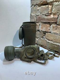 Ww2 Armée Allemande M30 Toile Gasmask & Canister Wwii Original