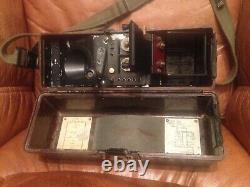 Ww2 German Army Field Telephone, Daté De 1940, Bakelite, Wehrmacht Avec Casque Américain