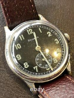 Ww2 German Army Wrist Watch -helvetia 15 Jewel Movement D H Désignation Suisse