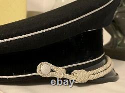 Ww2 Wwii Armée Allemande Elite Officier Wool Crusher Visière Chapeau Officier Noir Original