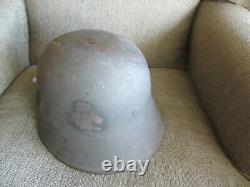 Wwi Transition To Wwii Original German Army Combat Helmet & Liner & Chin Strap